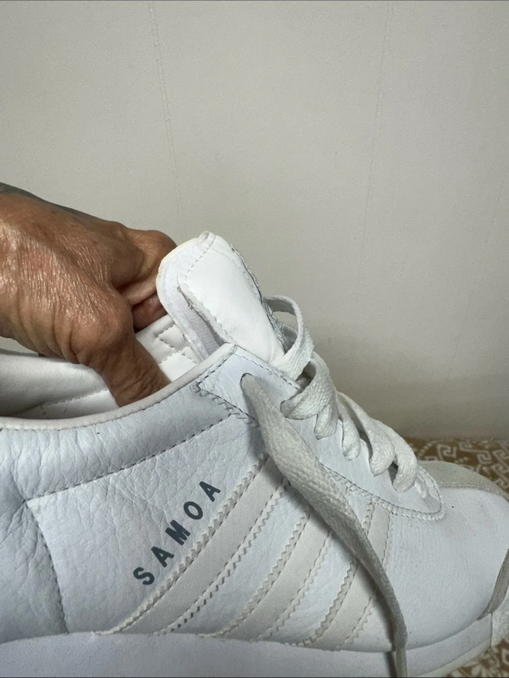 adidas Samoa White and Light Gray Low-Profile Retro Sneaker